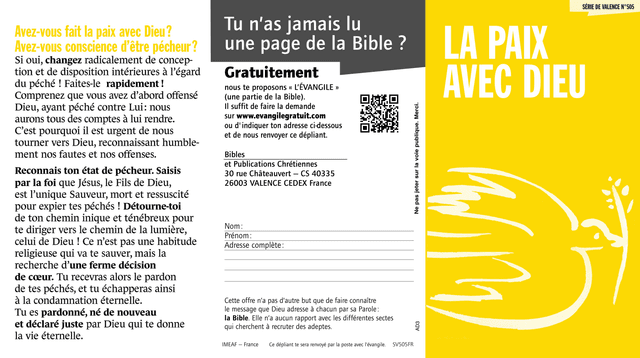 image du produit La paix avec Dieu (paquet de 100)
