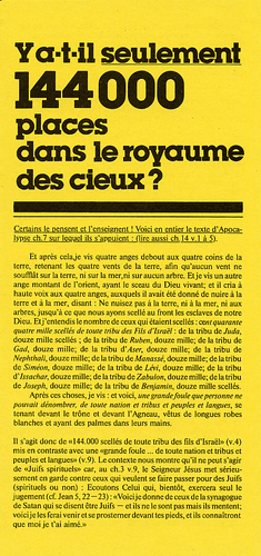 image du produit Y a-t-il seulement 144 000 places dans le royaume des cieux ?