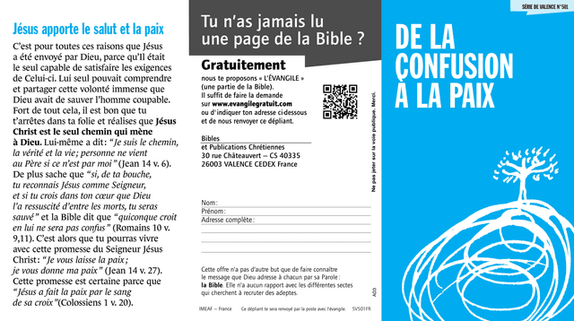 image du produit De la confusion à la paix (paquet de 100)